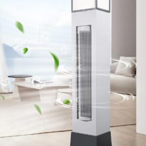 Eiffel Premium Tower Air Cooler with 3-Color LED Light | Modern White & Grey Cooling Fan