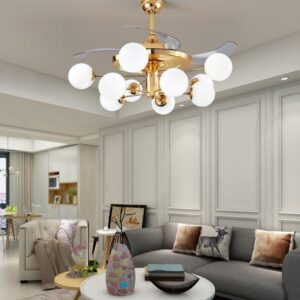 Milky Way Luxury Gold Decorative Ceiling Fan with Globe Lights | Modern Designer Ceiling Fan