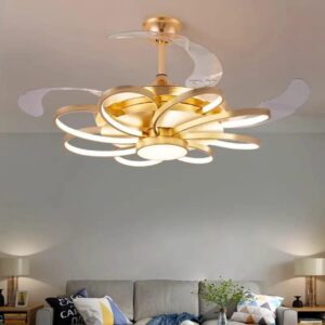 Aurora GD Luxury Gold Decorative Ceiling Fan with LED Light | Modern Designer Ceiling Fan