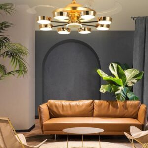 Oswald Gold Luxury French Gold Decorative Ceiling Fan with LED Light | Modern Designer Ceiling Fan
