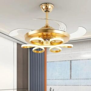 Ribbon GD Luxury Matte Gold Decorative Ceiling Fan with LED Light | Modern Designer Ceiling Fan