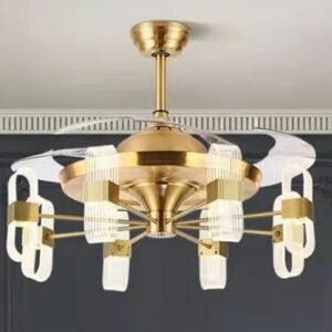 Hannah Luxury Gold Decorative Ceiling Fan with LED Light | Modern Designer Ceiling Fan